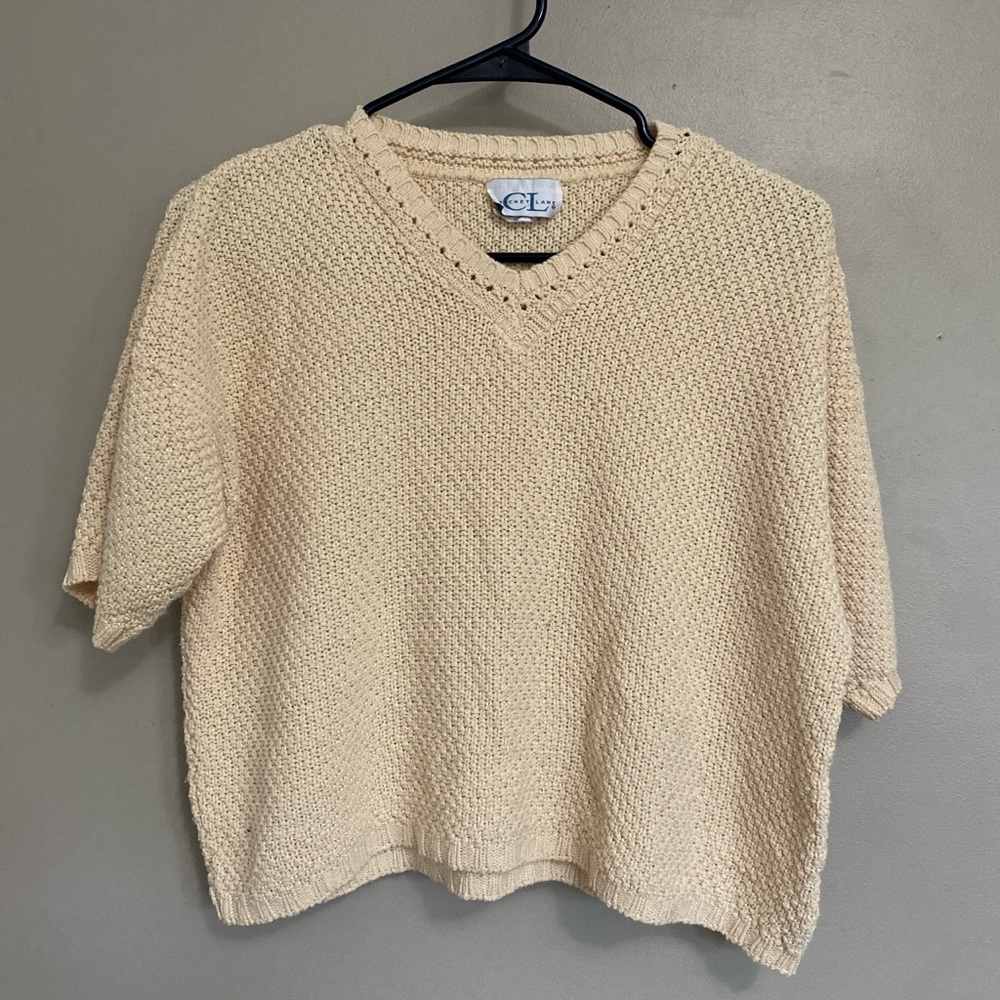 Cropped Yellow V-Neck Sweater